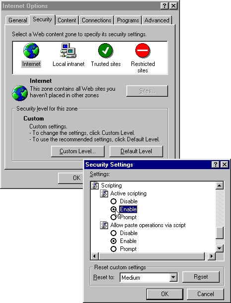 Enabling JavaScript in Internet Explorer 5 Enabling JavaScript in Internet Explorer 5